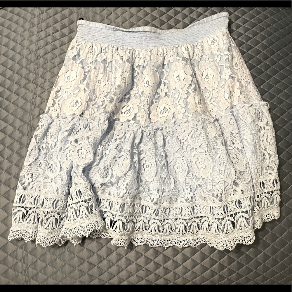 Really cute Boston Proper light blue lace skirt.